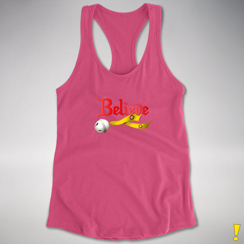 Believe Intersex Pride Flag Jingle Bell Racerback Tank - Hot Pink
